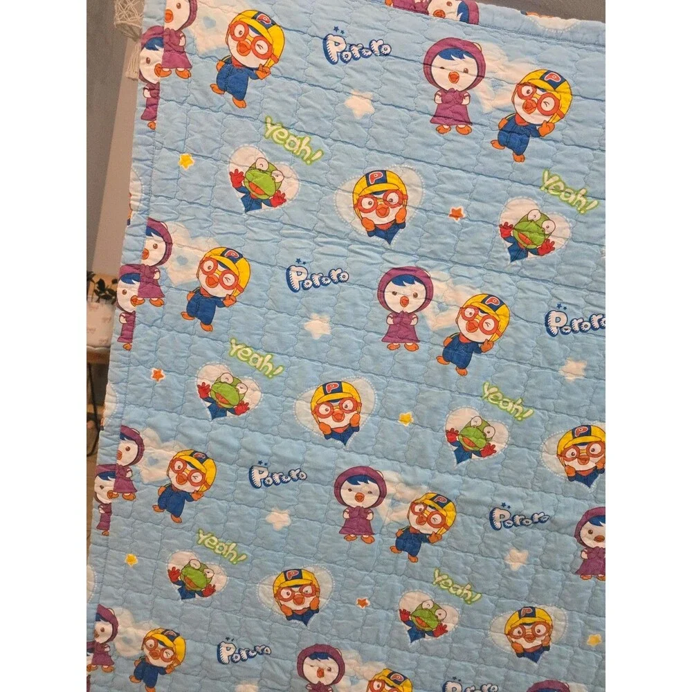 Pororo the Little Penguin Quilted Blanket Blue 52x37 Childs bedding Licensed